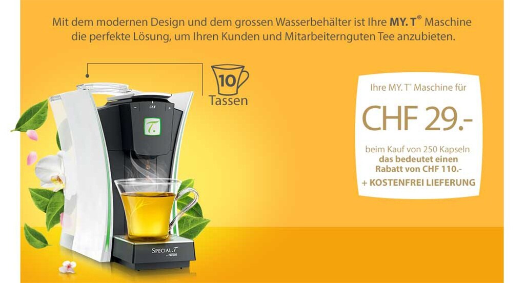 Ihre MY.T LIGHTS-Maschine kostet 29CHF beim Kauf von 250 Kapseln, eine Ermäßigung von 110CHF + kostenloser Versand + kostenloser Kapselspender