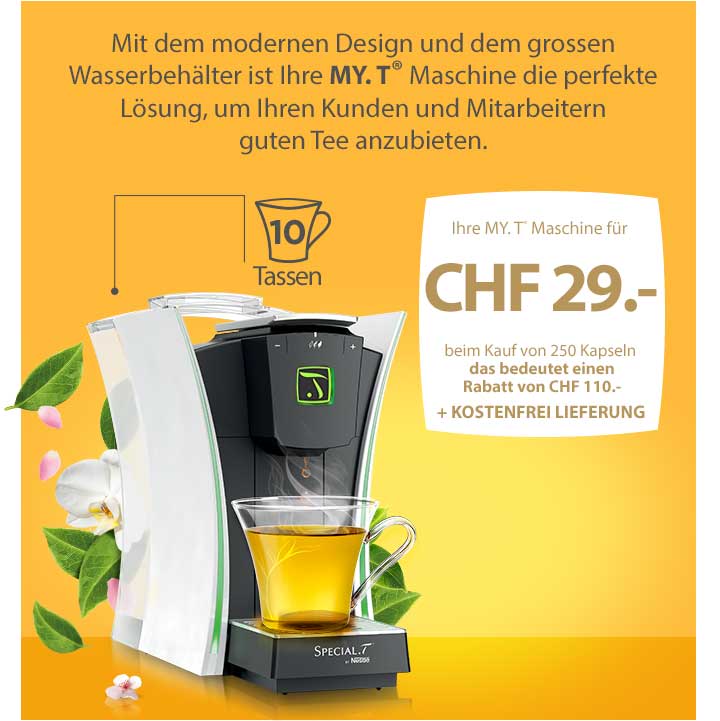 Ihre MY.T LIGHTS-Maschine kostet 29CHF beim Kauf von 250 Kapseln, eine Ermäßigung von 110CHF + kostenloser Versand + kostenloser Kapselspender